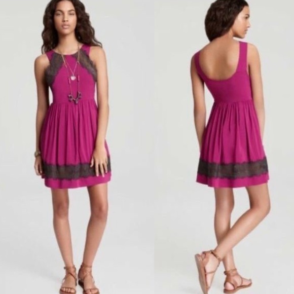 Free People Fuchsia Georgia Dress with Lace Accent - Picture 10 of 10